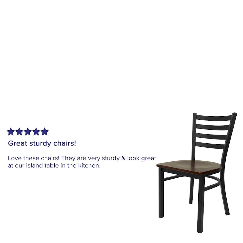 2-Pack Ladder Back Metal Dining Chair – 16.5"W x 17"D x 32.25"H
