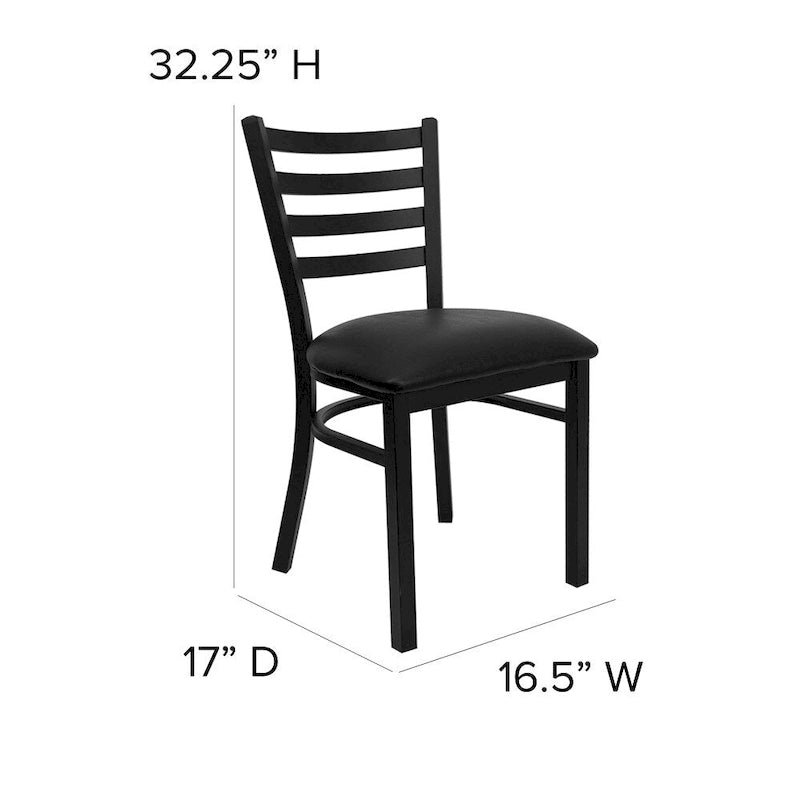 2-Pack Ladder Back Metal Dining Chair – 16.5"W x 17"D x 32.25"H
