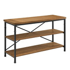 Industrial Console TV Stand with Metal Frame and Wood Shelves