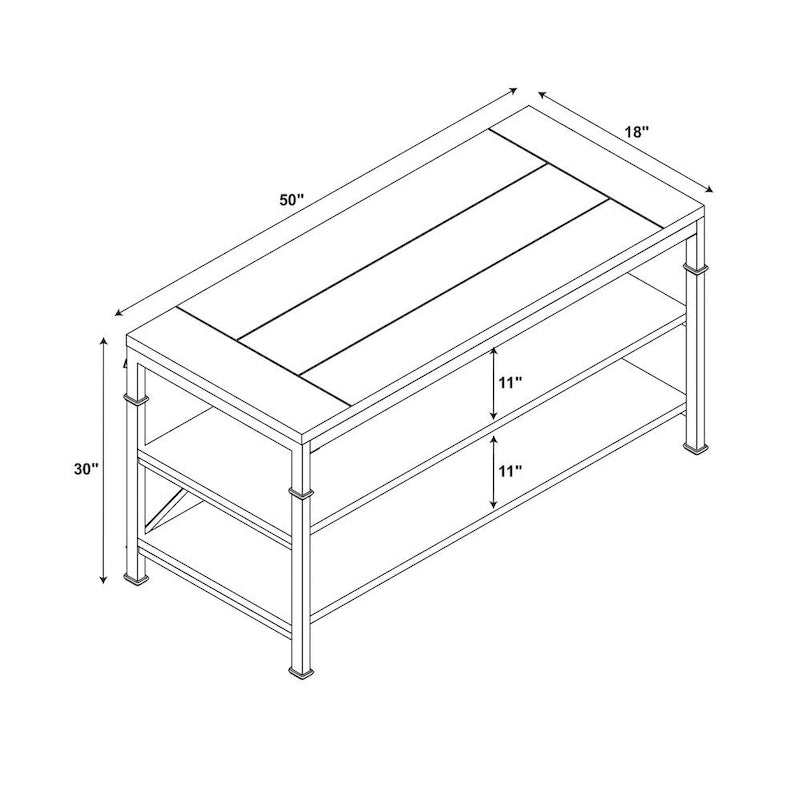 Industrial Console TV Stand with Metal Frame and Wood Shelves