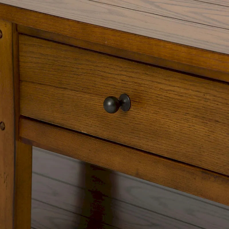 Tavolino da cocktail in rovere con piano a doghe e cassetto contenitore