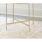 Round Faux Marble Top End Table with Metal Legs