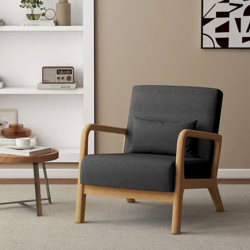Fauteuil d'appoint rembourré avec structure en bois - 25.8"W x 28.7"H x 32.3"D