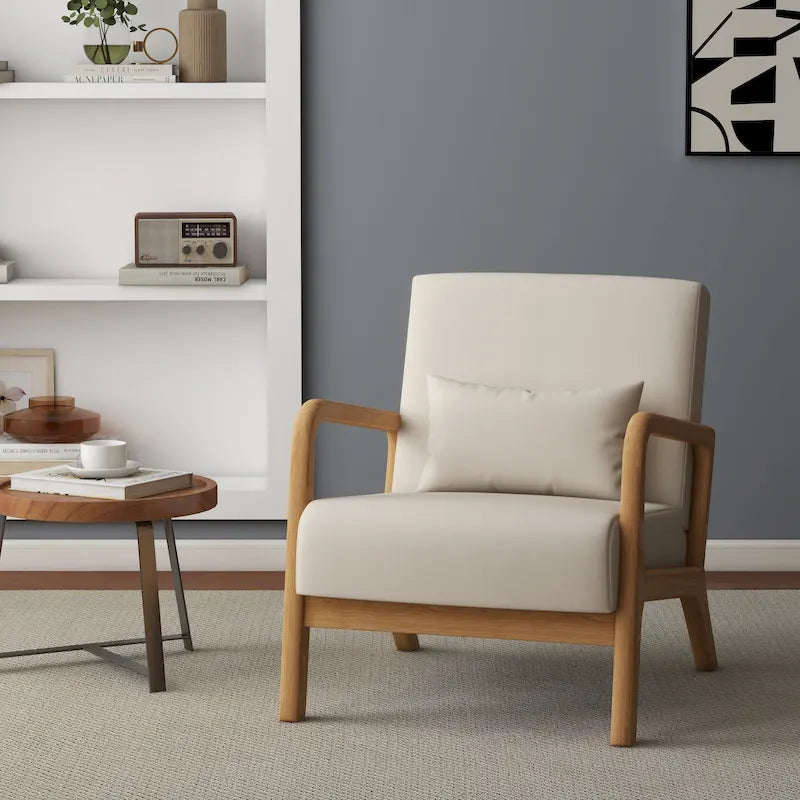 Upholstered Accent Chair with Wood Frame - 25.8"W x 28.7"H x 32.3"D