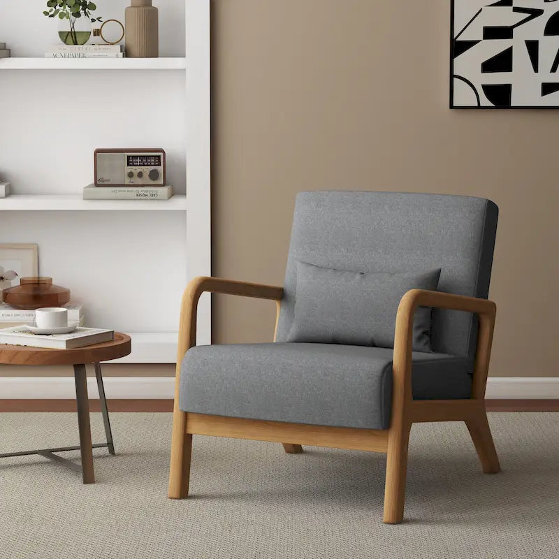 Upholstered Accent Chair with Wood Frame - 25.8"W x 28.7"H x 32.3"D