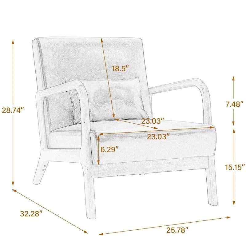 Upholstered Accent Chair with Wood Frame - 25.8"W x 28.7"H x 32.3"D