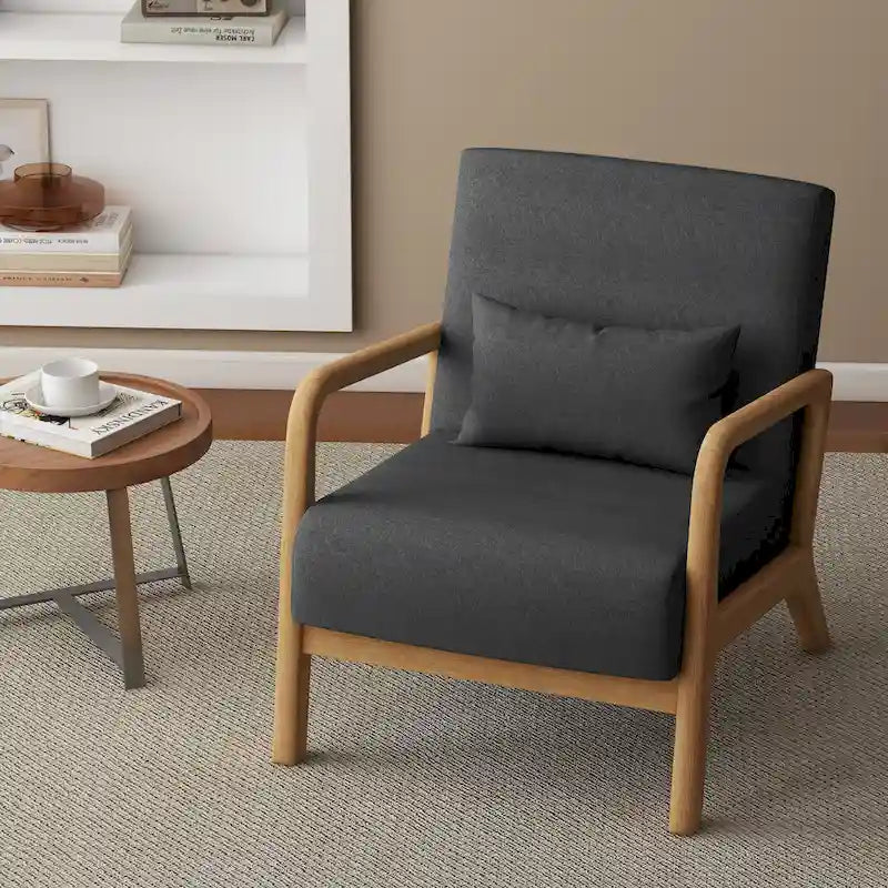 Fauteuil d'appoint rembourré avec structure en bois - 25.8"W x 28.7"H x 32.3"D
