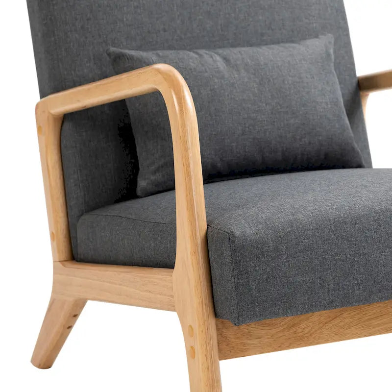 Fauteuil d'appoint rembourré avec structure en bois - 25.8"W x 28.7"H x 32.3"D