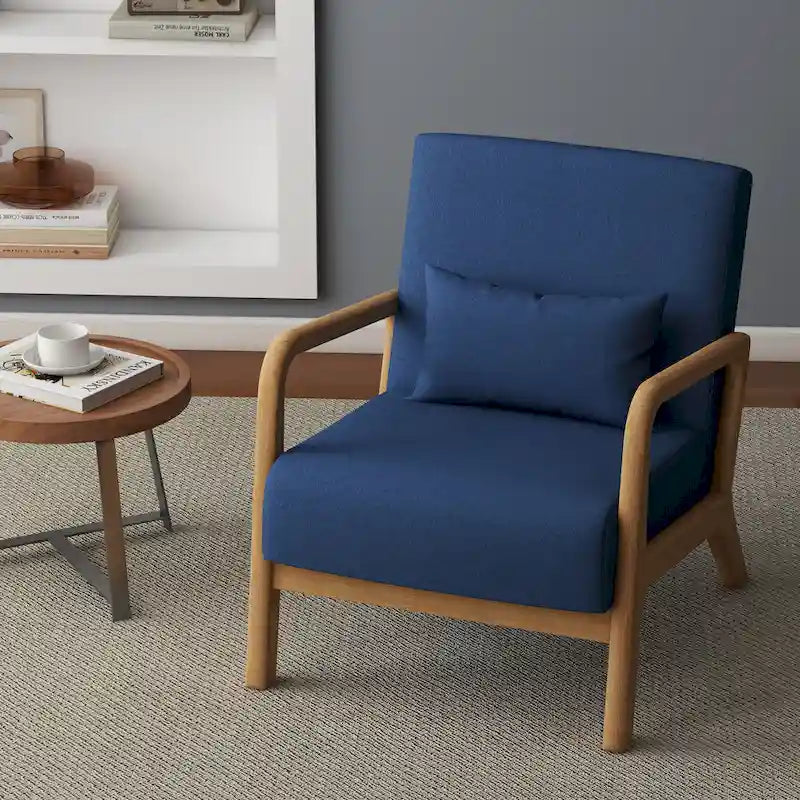 Fauteuil d'appoint rembourré avec structure en bois - 25.8"W x 28.7"H x 32.3"D
