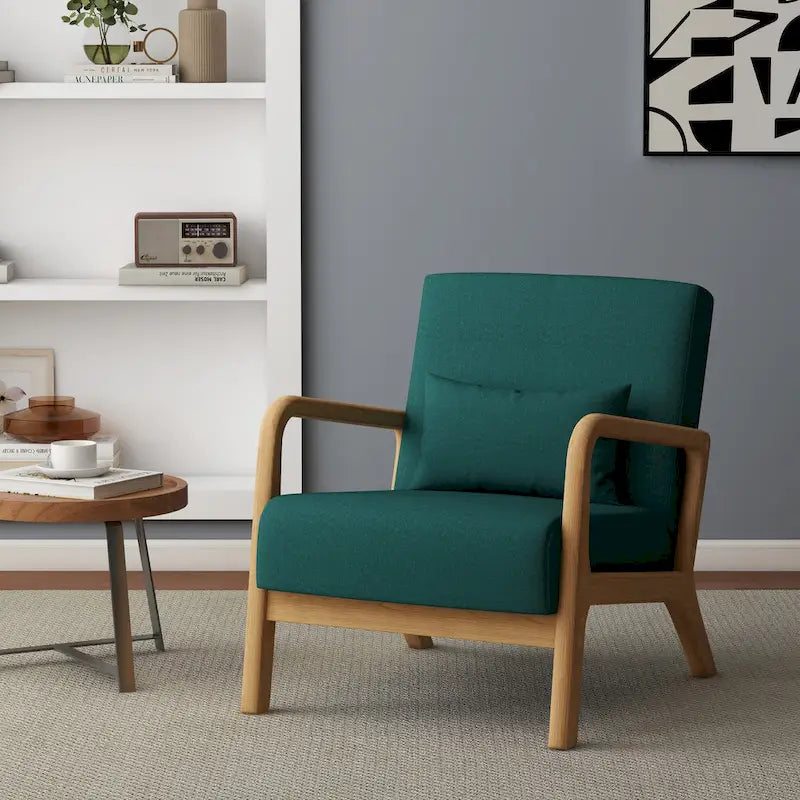Fauteuil d'appoint rembourré avec structure en bois - 25.8"W x 28.7"H x 32.3"D