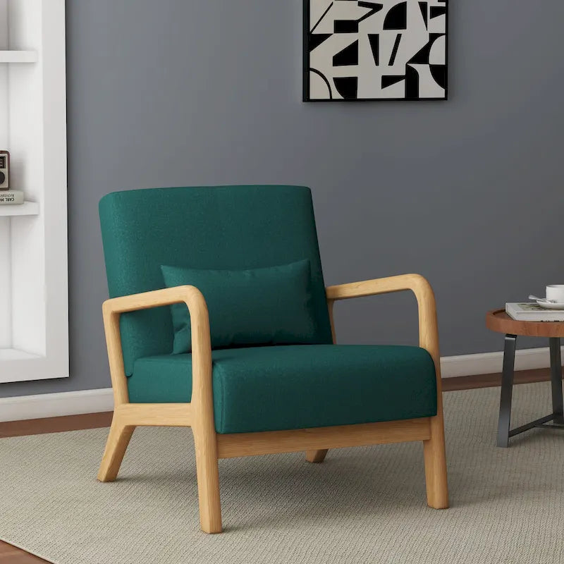 Fauteuil d'appoint rembourré avec structure en bois - 25.8"W x 28.7"H x 32.3"D