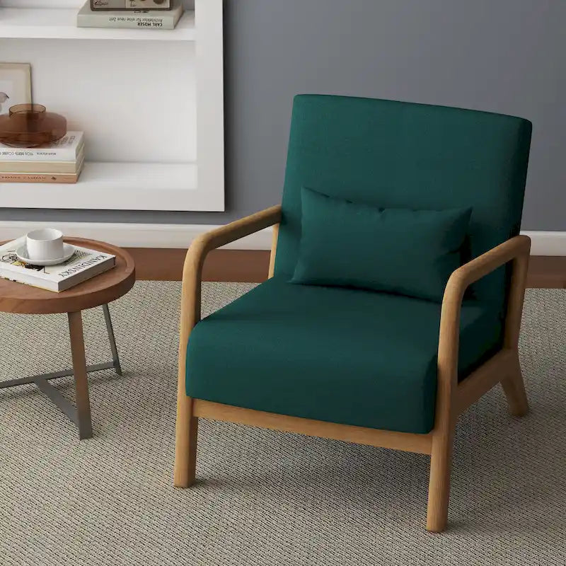 Fauteuil d'appoint rembourré avec structure en bois - 25.8"W x 28.7"H x 32.3"D