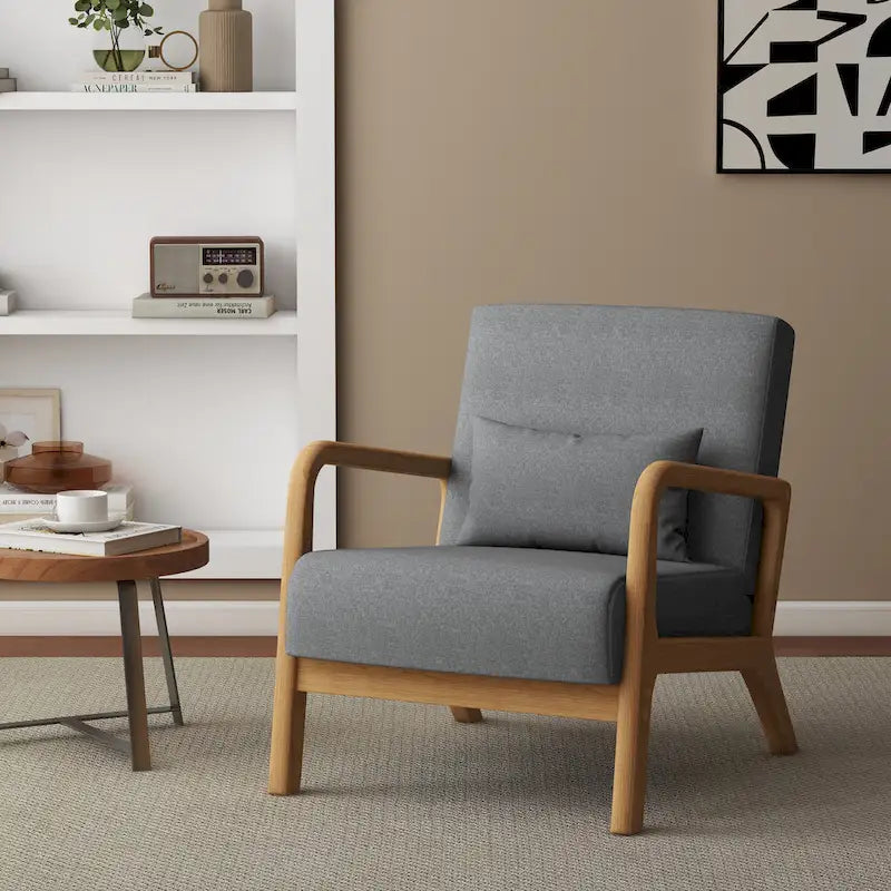 Fauteuil d'appoint rembourré avec structure en bois - 25.8"W x 28.7"H x 32.3"D