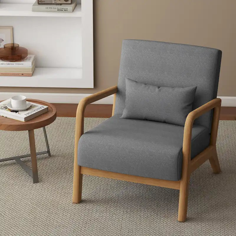 Fauteuil d'appoint rembourré avec structure en bois - 25.8"W x 28.7"H x 32.3"D