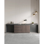 Super Large Modern Home Office Expandable Desk with Drawer Dresser for Storage