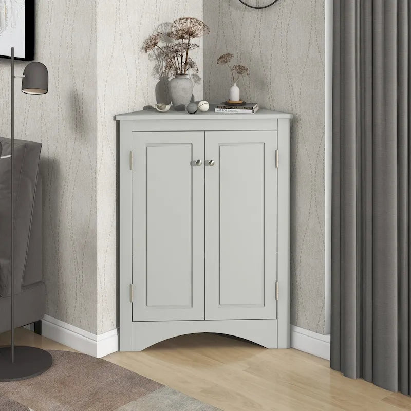 Triangle Corner Bathroom Storage Cabinet with Adjustable Shelves