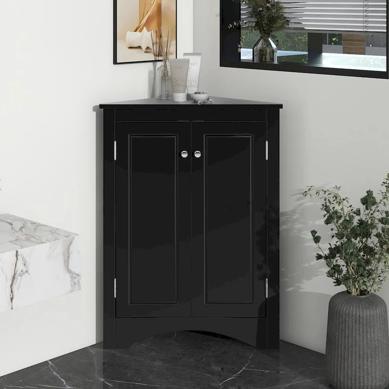 Triangle Corner Bathroom Storage Cabinet with Adjustable Shelves