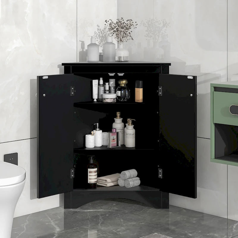 Mobile contenitore angolare triangolare da bagno con ripiani regolabili