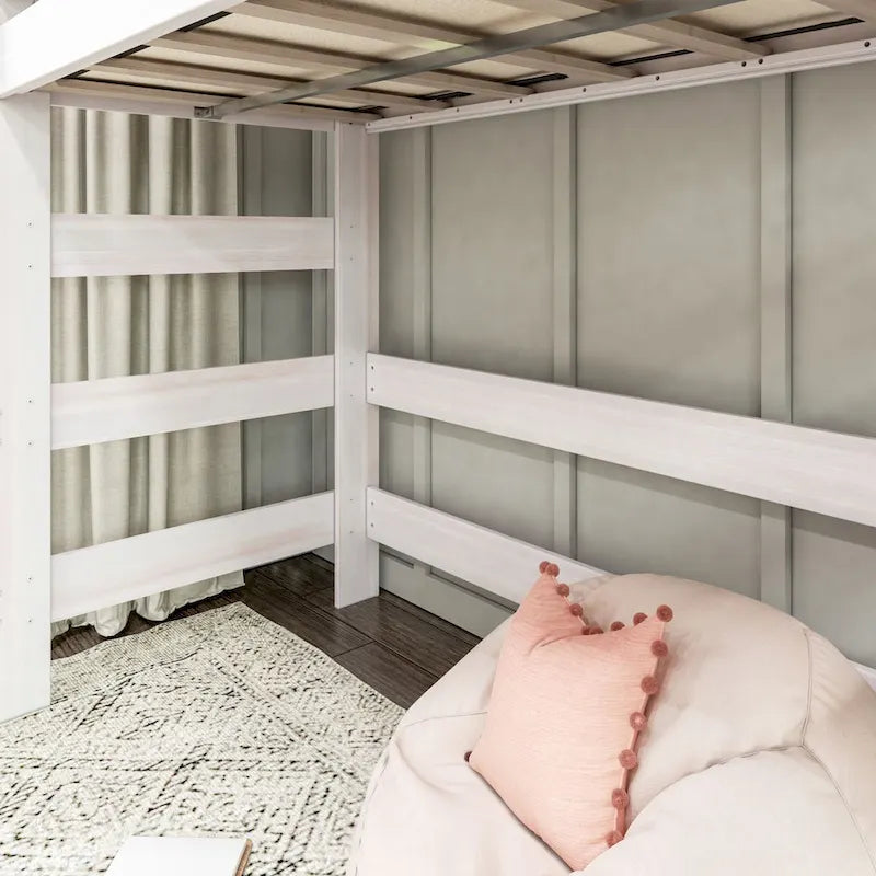 Farmhouse Twin High Loft Bed with Desk