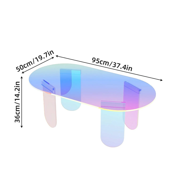 Iridescent Acrylic Oval Side Table 38x20x15