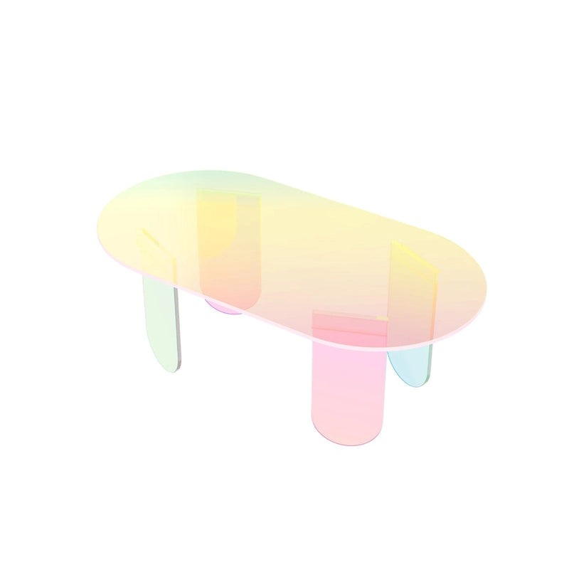 Iridescent Acrylic Oval Side Table 38x20x15