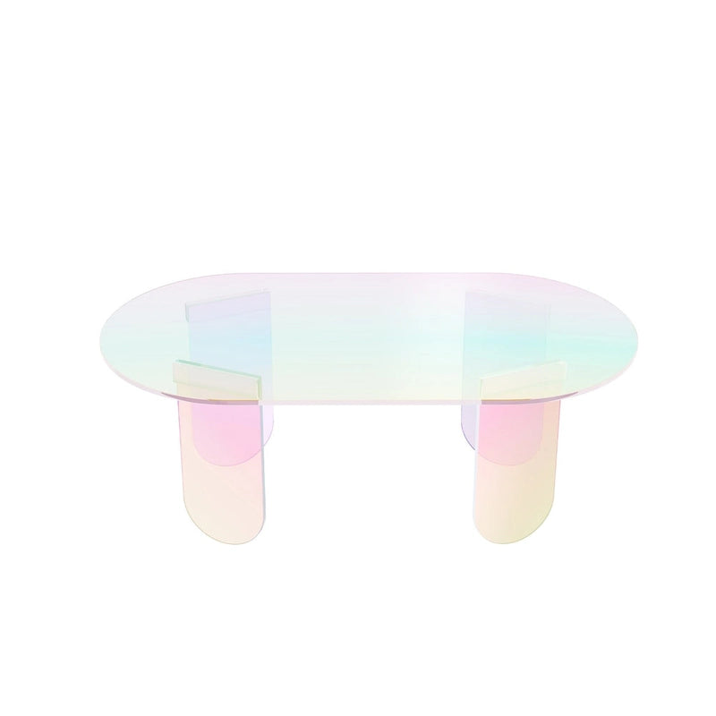 Iridescent Acrylic Oval Side Table 38x20x15
