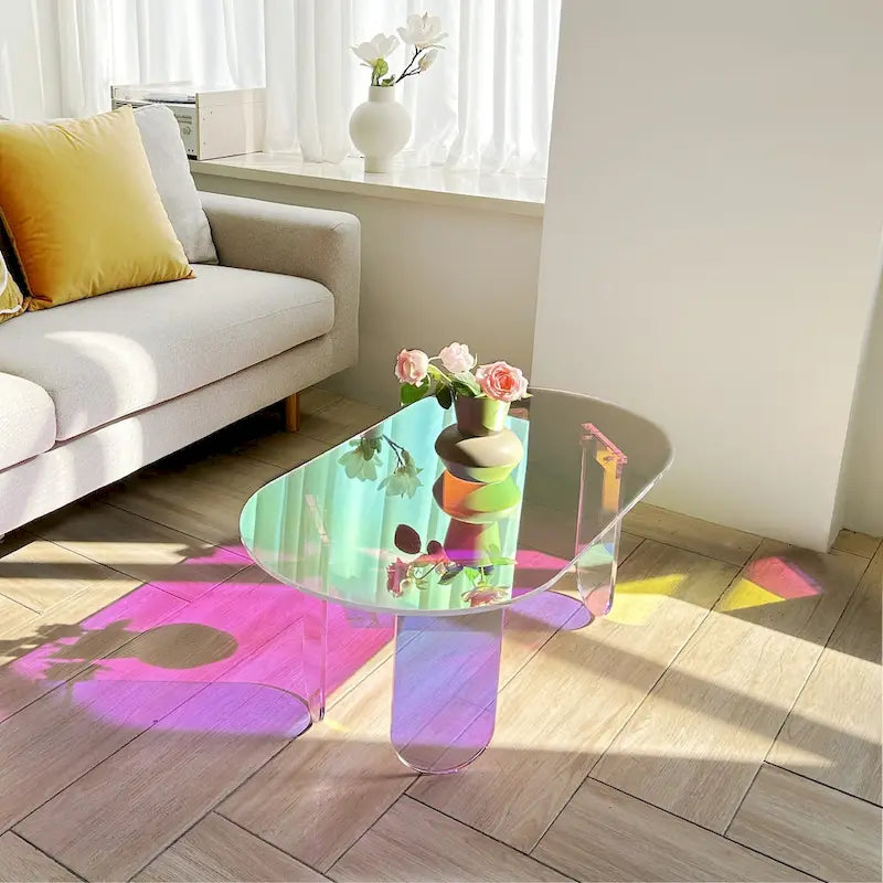 Iridescent Acrylic Oval Side Table 38x20x15