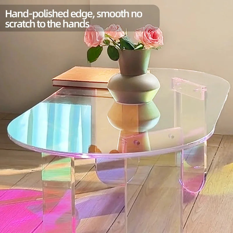 Iridescent Acrylic Oval Side Table 38x20x15