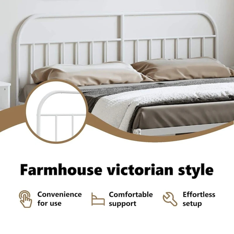38.2 Inch Metal Headboard, Farmhouse Rustic Style