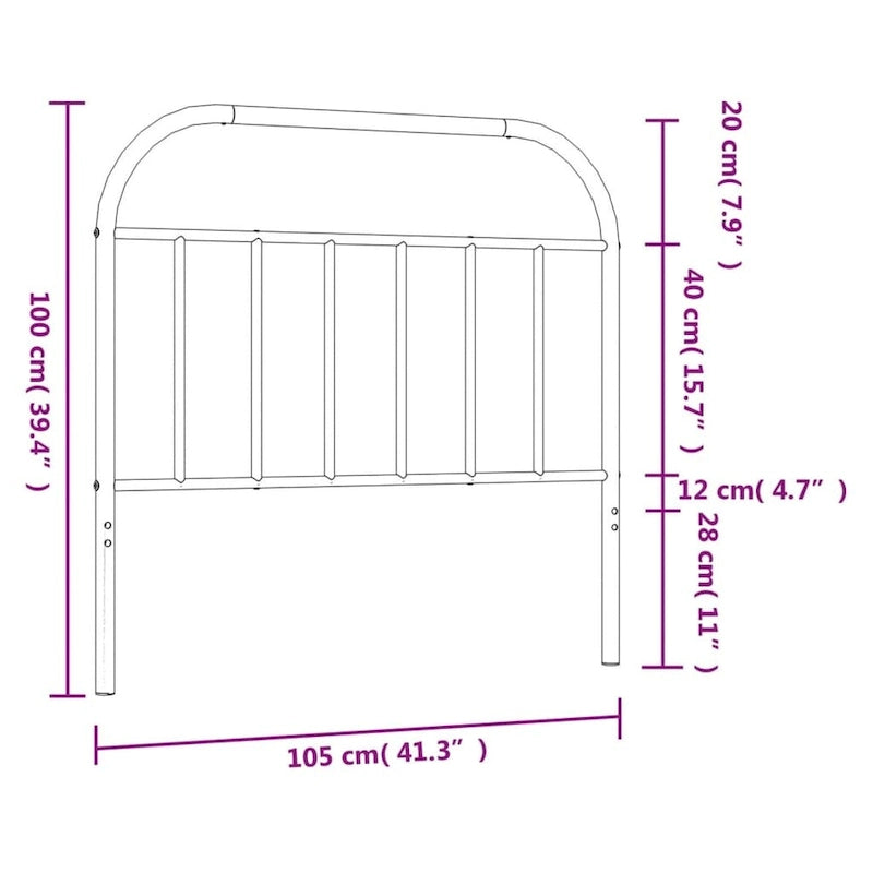 38.2 Inch Metal Headboard, Farmhouse Rustic Style