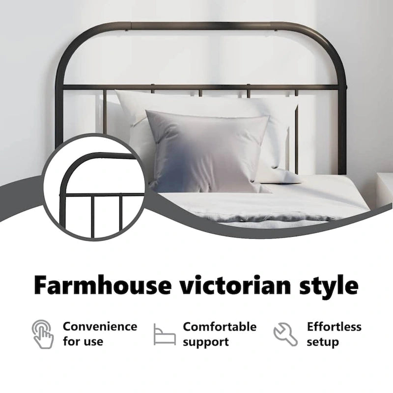 38.2 Inch Metal Headboard, Farmhouse Rustic Style