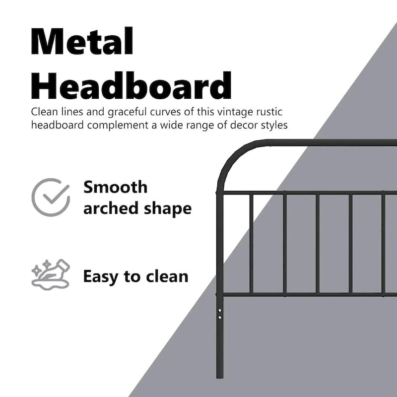 38.2 Inch Metal Headboard, Farmhouse Rustic Style