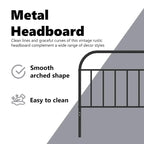 38.2 Inch Metal Headboard, Farmhouse Rustic Style
