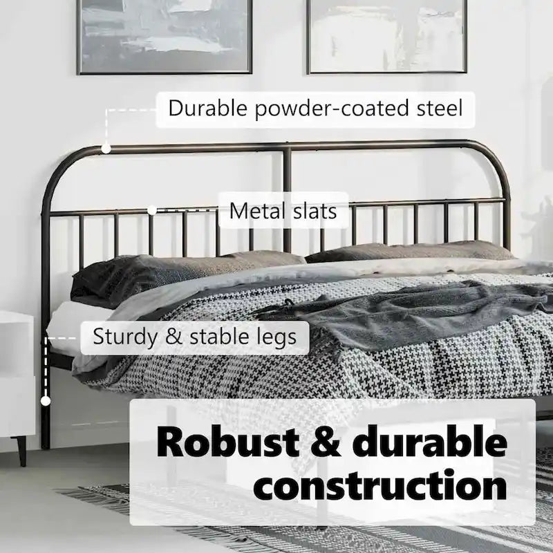 38.2 Inch Metal Headboard, Farmhouse Rustic Style