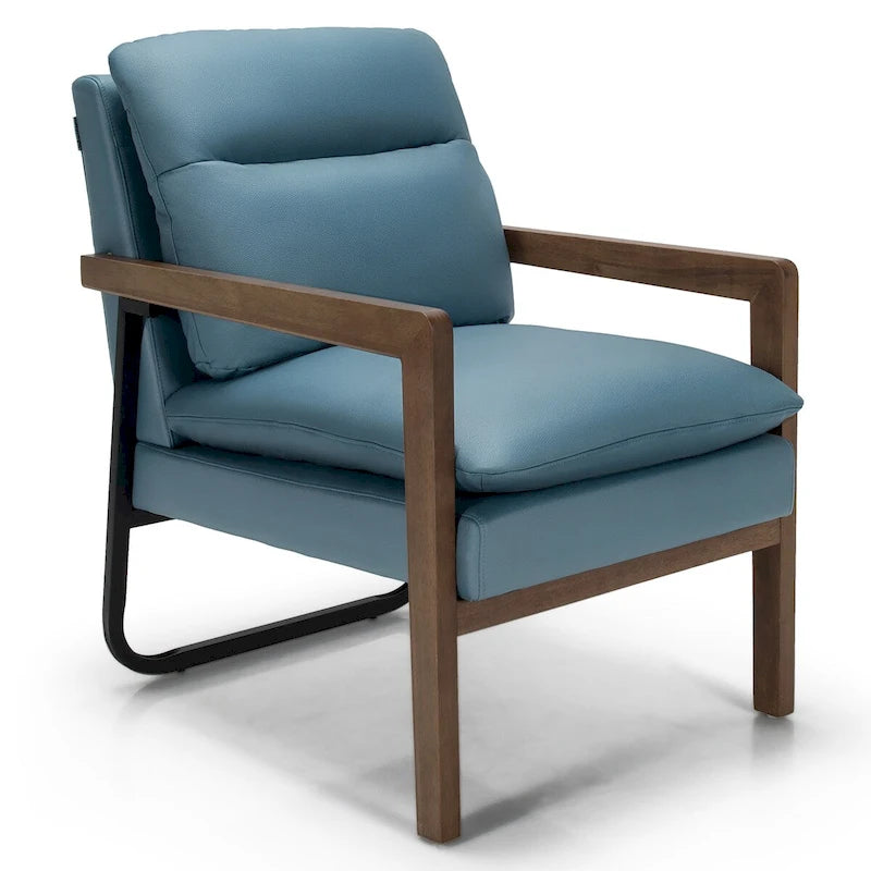 Modern Accent Armchair Lounge Chair with Rubber Wood Legs - 34.5 x 26.5 x 36