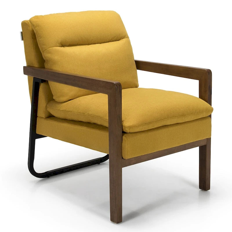 Modern Accent Armchair Lounge Chair with Rubber Wood Legs - 34.5 x 26.5 x 36