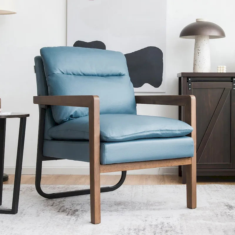 Modern Accent Armchair Lounge Chair with Rubber Wood Legs - 34.5 x 26.5 x 36
