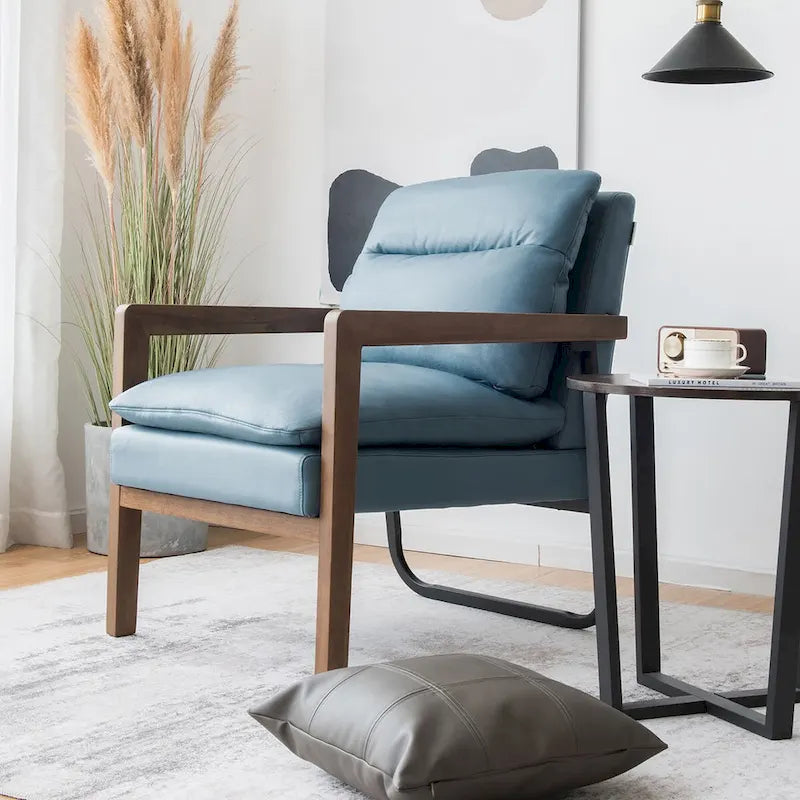 Modern Accent Armchair Lounge Chair with Rubber Wood Legs - 34.5 x 26.5 x 36