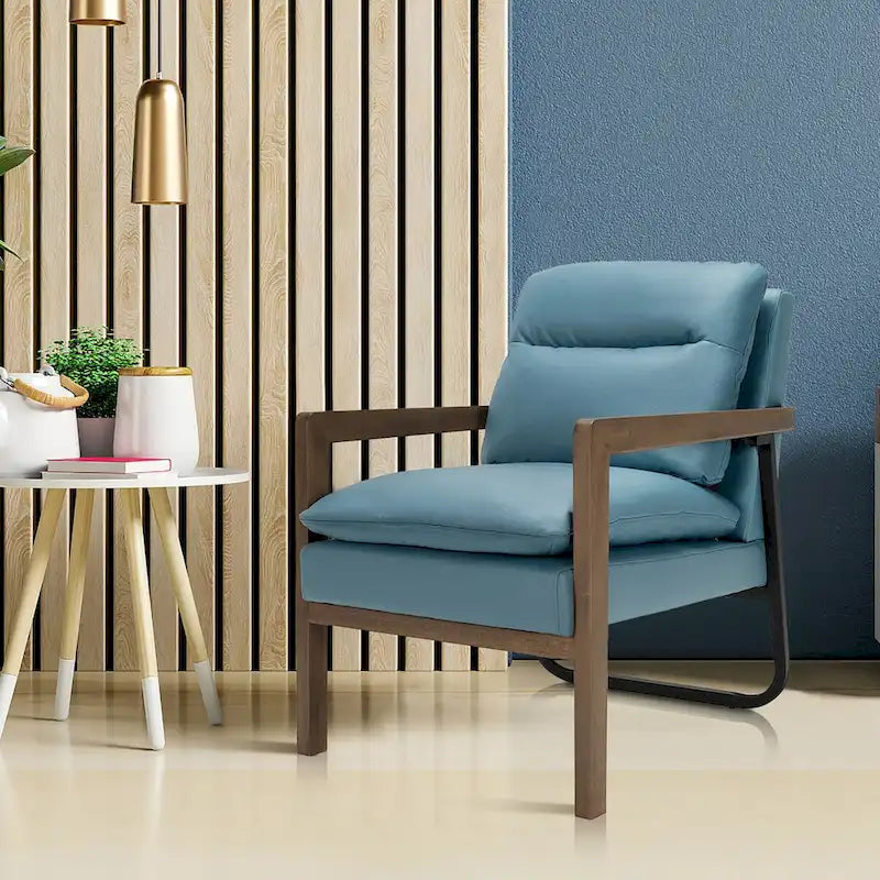 Modern Accent Armchair Lounge Chair with Rubber Wood Legs - 34.5 x 26.5 x 36