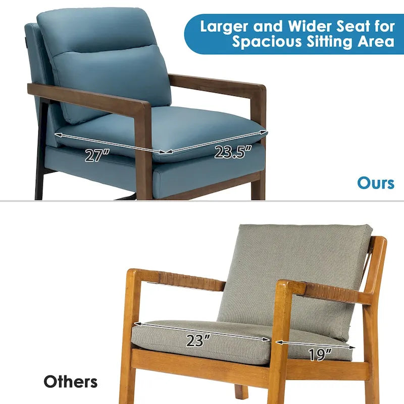 Modern Accent Armchair Lounge Chair with Rubber Wood Legs - 34.5 x 26.5 x 36