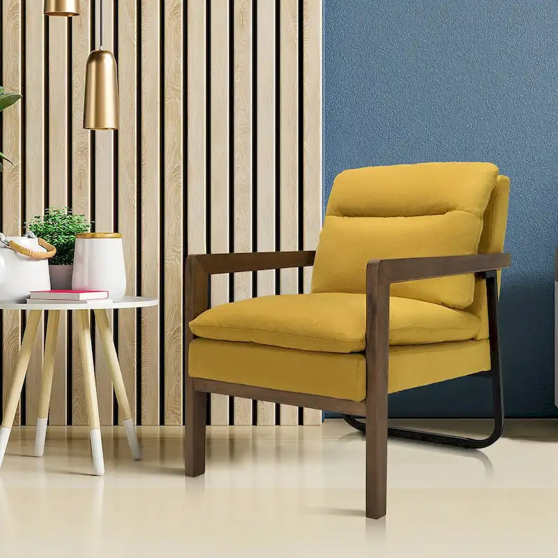 Modern Accent Armchair Lounge Chair with Rubber Wood Legs - 34.5 x 26.5 x 36