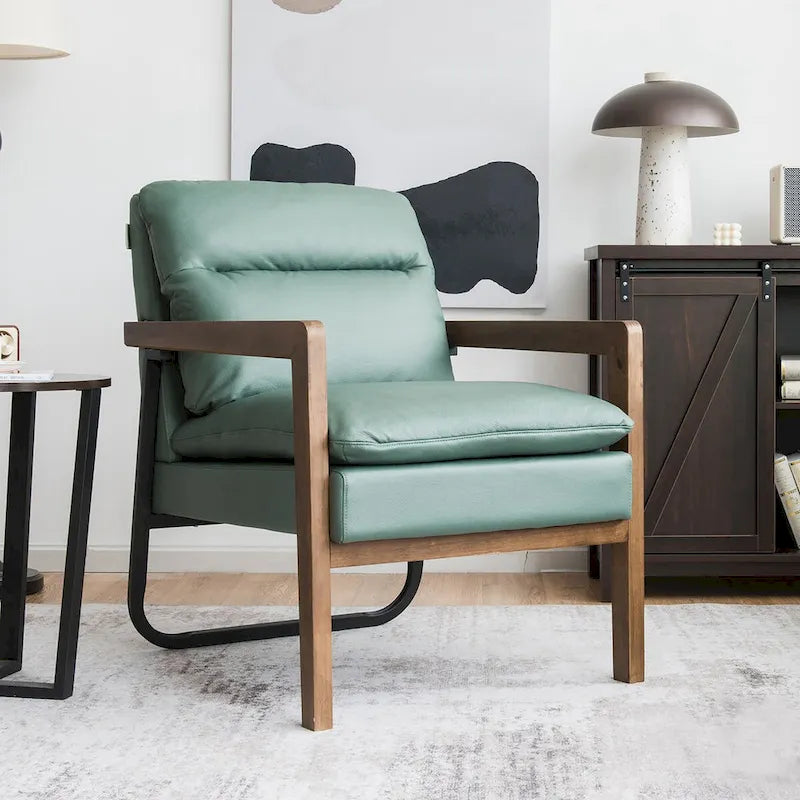 Modern Accent Armchair Lounge Chair with Rubber Wood Legs - 34.5 x 26.5 x 36