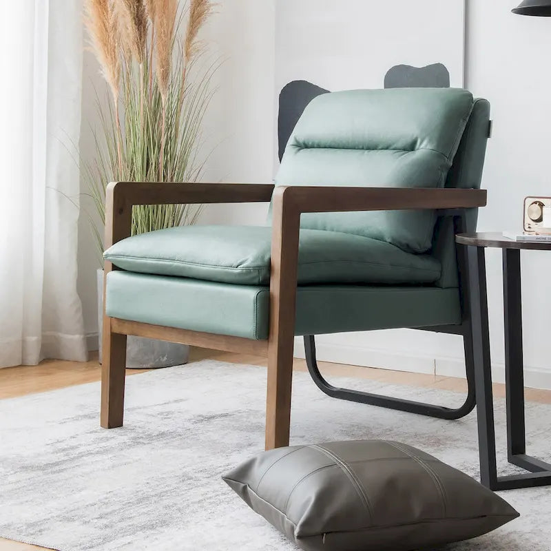Modern Accent Armchair Lounge Chair with Rubber Wood Legs - 34.5 x 26.5 x 36