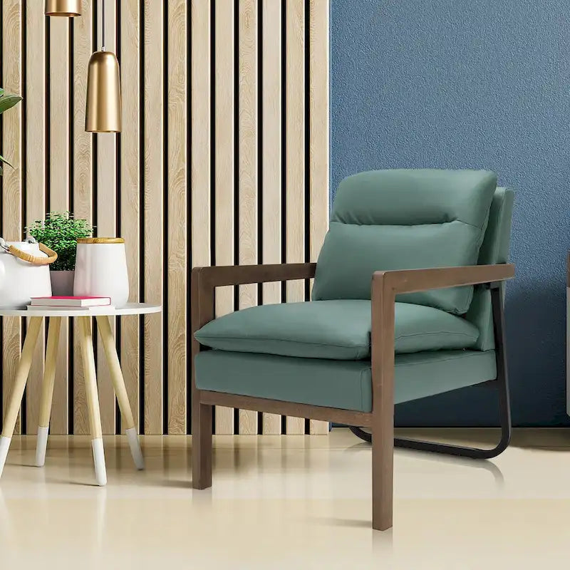 Modern Accent Armchair Lounge Chair with Rubber Wood Legs - 34.5 x 26.5 x 36
