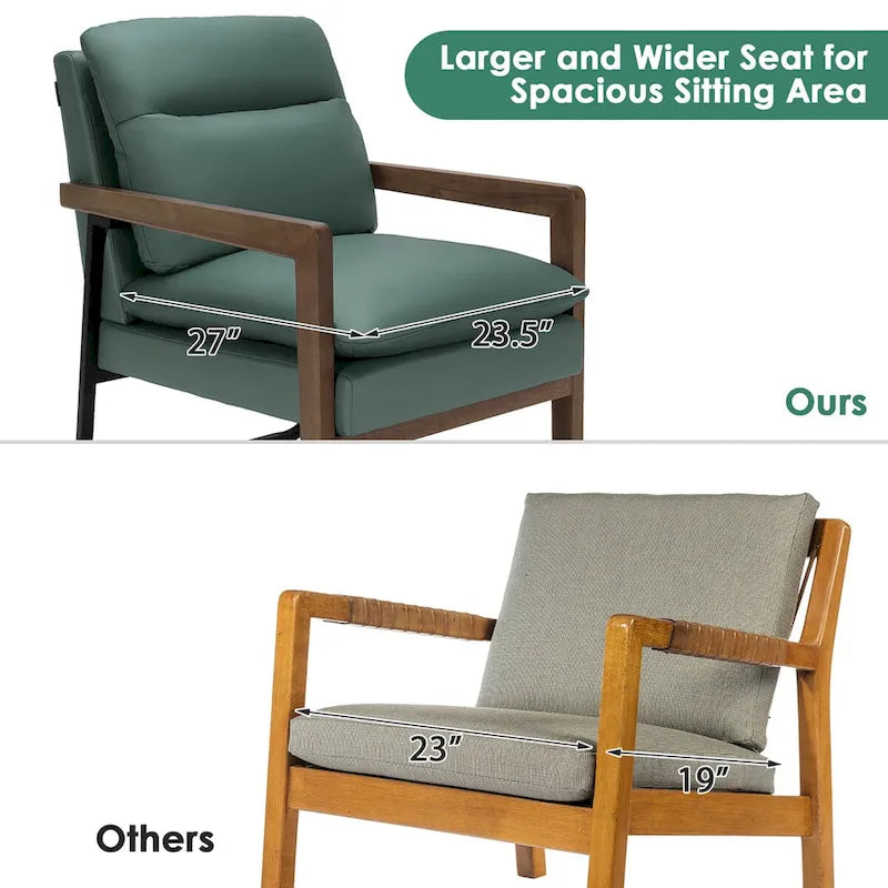 Modern Accent Armchair Lounge Chair with Rubber Wood Legs - 34.5 x 26.5 x 36