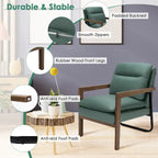 Modern Accent Armchair Lounge Chair with Rubber Wood Legs - 34.5 x 26.5 x 36