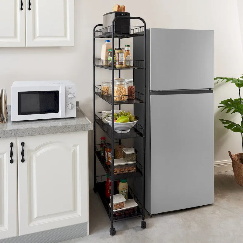 6-Tier Slim Rolling Storage Cart with Locking Wheels