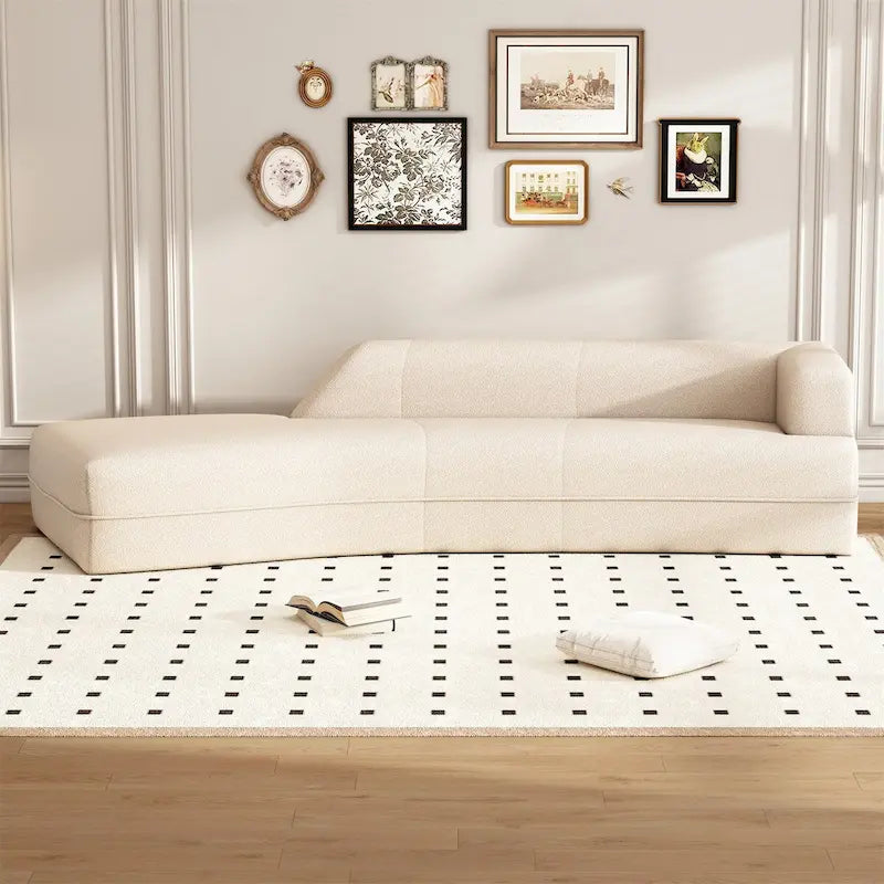 Curved Chaise Lounge with Boucle Upholstery
