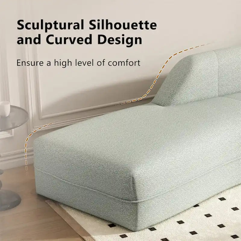 Curved Chaise Lounge with Boucle Upholstery