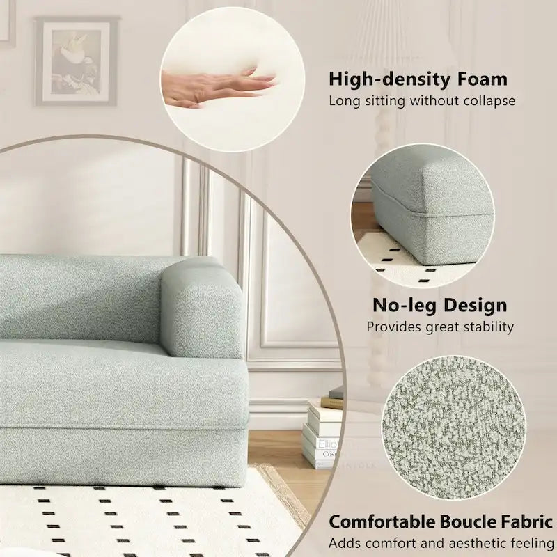 Curved Chaise Lounge with Boucle Upholstery